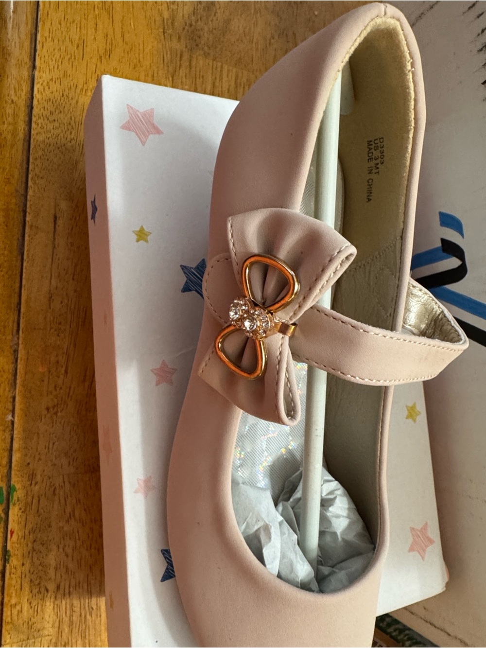 Annie Pink Bow Mary Jane Dress Shoes with Gem Accent